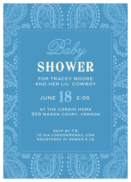 Your bundle of joy is on the way, bring your close friends and family together to celebrate with our Floral Bandana Baby Shower Invitations.