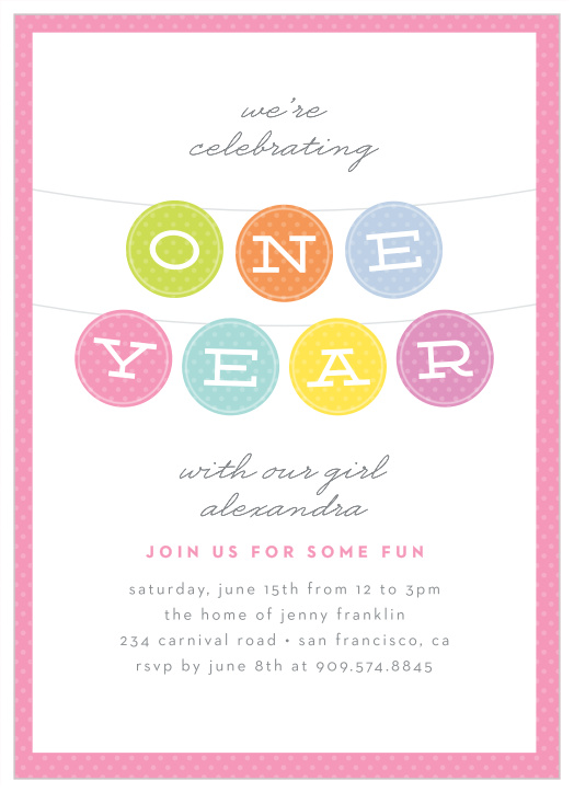 Announce your little one's big day with our Important Little Banners First Birthday Invitations.