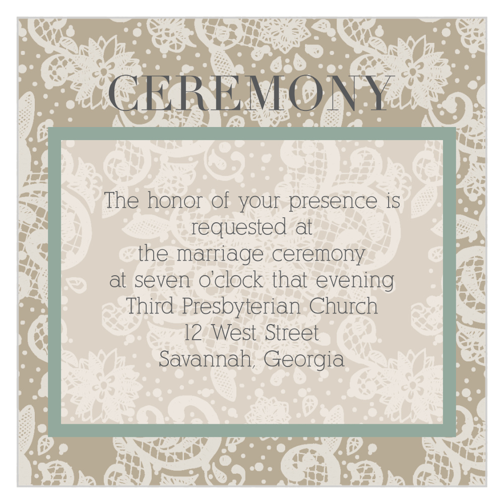 Elegant Lace Ceremony Cards by Basic Invite