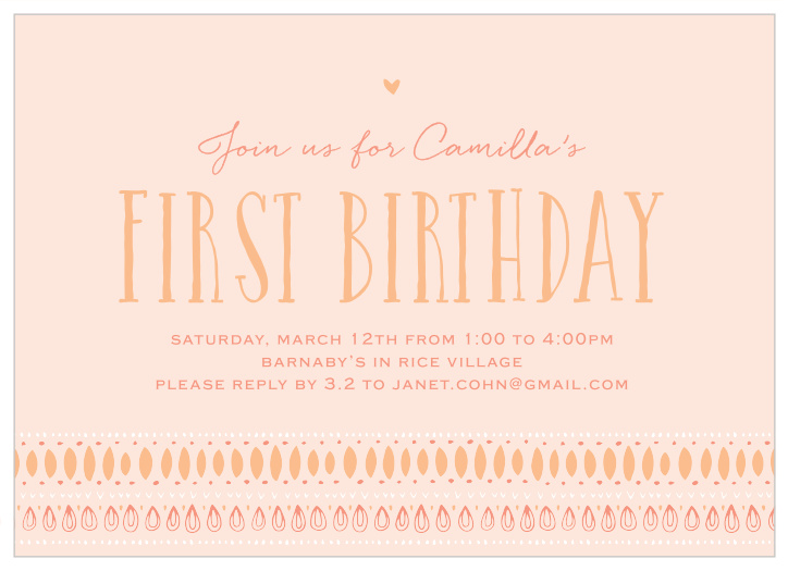 Announce your little one's big day with our Tribal Frame First Birthday Invitations. These adorable cards feature a stylish, hand-drawn styled pattern adorning the bottom