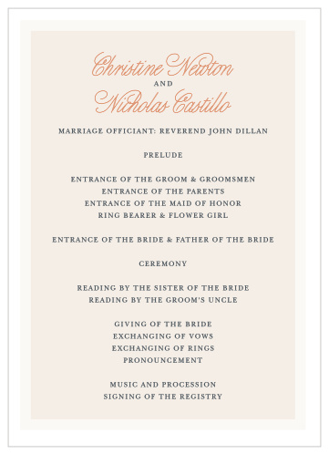 Champagne Tables Wedding Program