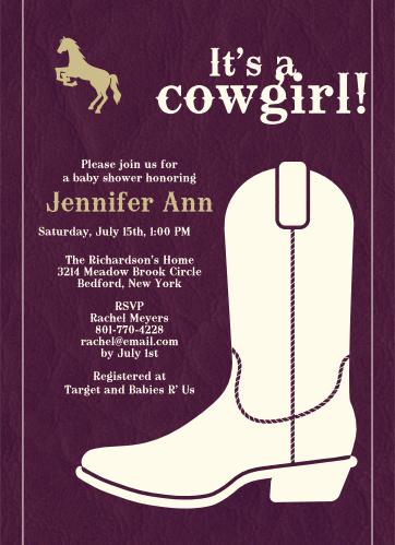 western baby shower invitations match your color style free