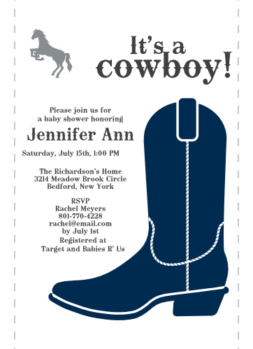 Cowboy Baby Shower Invitations Match Your Color Style Free