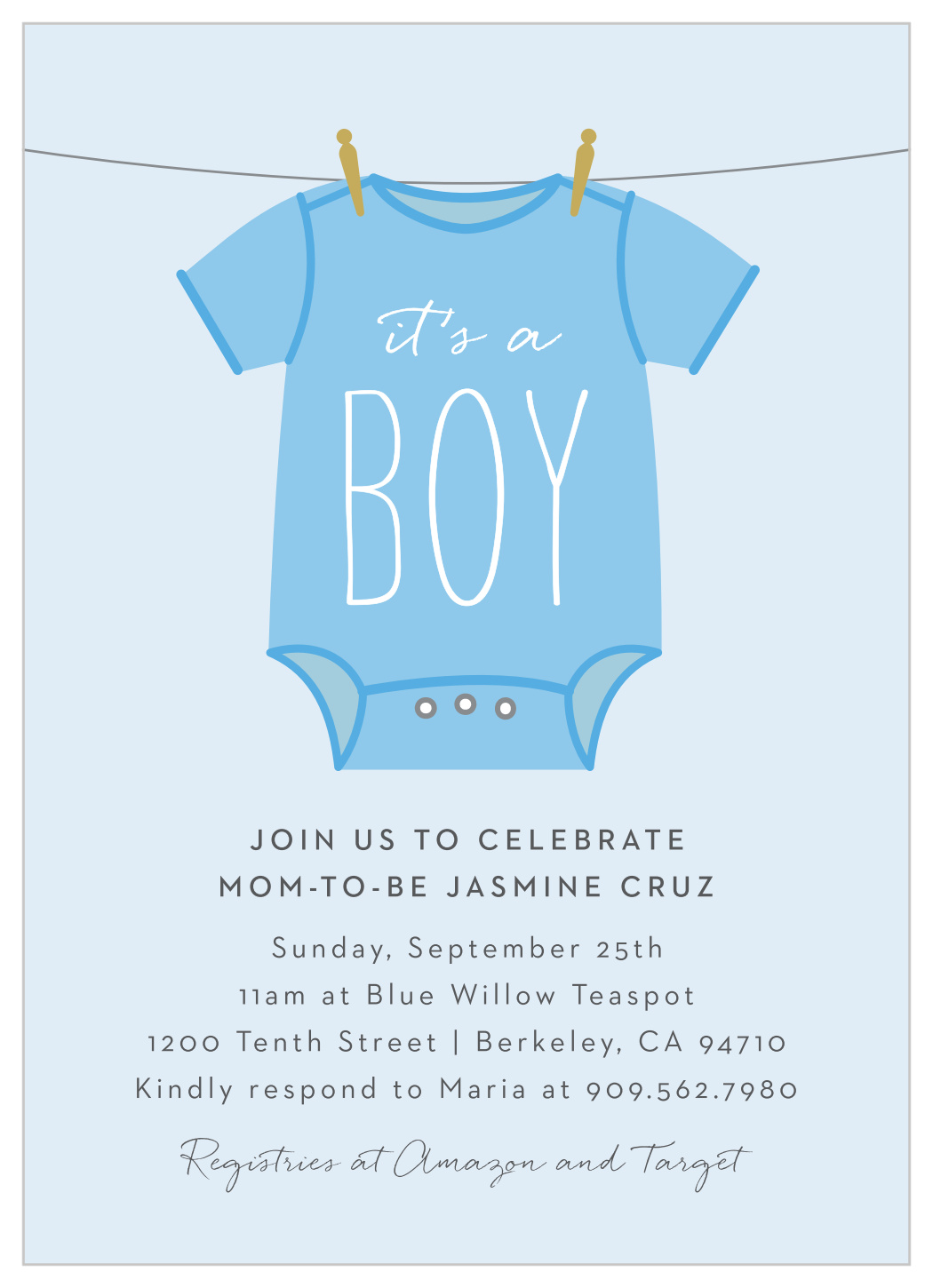 Boy Onesie Clothesline Baby Shower Invitation By Basic Invite
