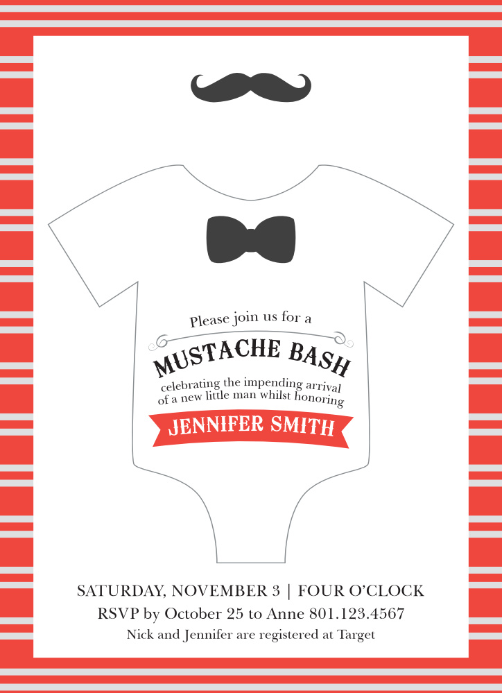 Mustache Bash Baby Shower Invitations by Basic Invite