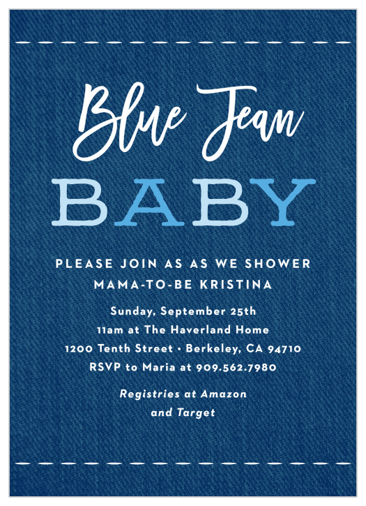 denim baby shower invitations