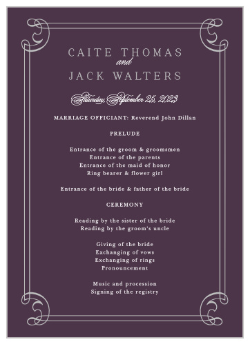 Victorian Frame Wedding Program