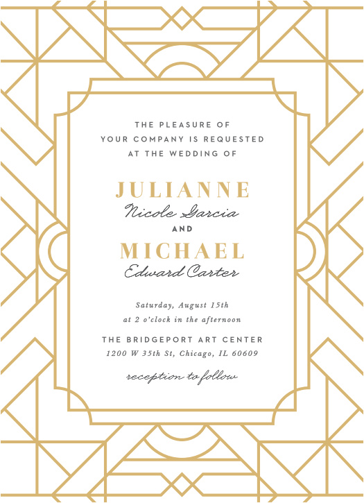 Art Deco Wedding Invitations Match Your Color Style Free