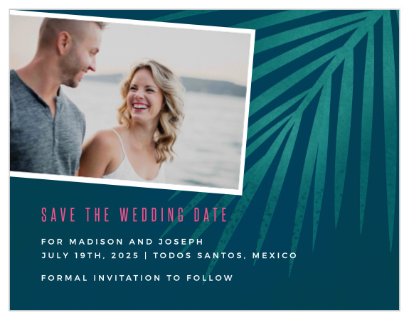 Your loved ones will already be packing their bags to come celebrate, when they receive our Retro Paradise Save the Date Cards!