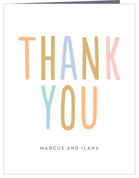 The Couples Celebrate baby shower thank you cards have a fun and trendy striped border that YOU get to pick the colors of! Not only that, but its got a super fun chalkboard backing the text you choose and customize! 