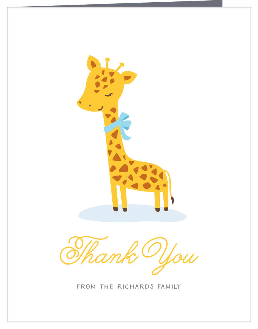 Toy Giraffe Baby Shower Thank You Cards by Basic Invite