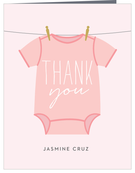 The Girl Onesie Clothesline thank you cards are the perfect way to show gratitude for those who helped welcome your latest addition, while maintaining your theme. 