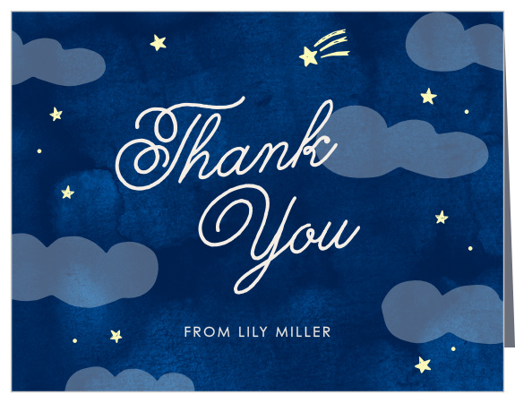 The Night Night Baby Shower Thank You Card features the cutest hand drawn stars you ever did see. 