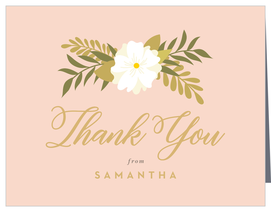 Thank You Card Blush And White Floral Bridal Shower Rubi And Lib Design Studio