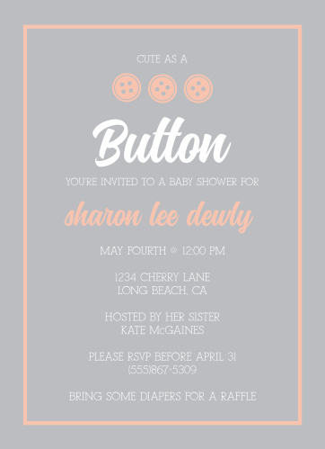 cute as a button baby shower invitations