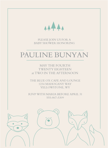 Woodland Outline Baby Shower Invitations By Basic Invite