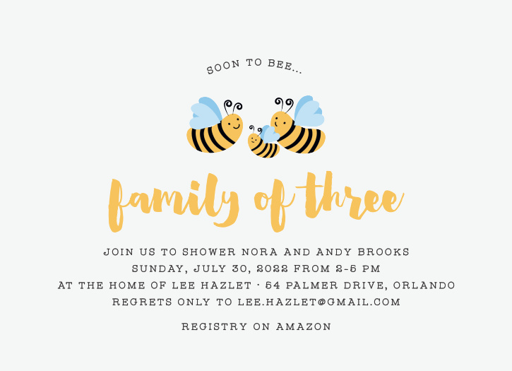 Bumble Bee Baby Shower Invitations Match Your Color Style Free