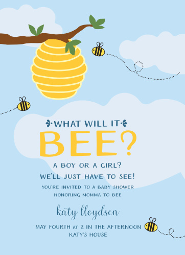 bumble bee baby shower invitations match your color style free