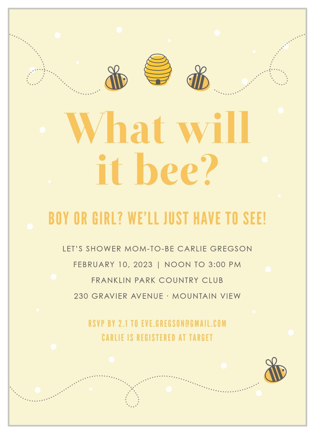 baby bee invitations