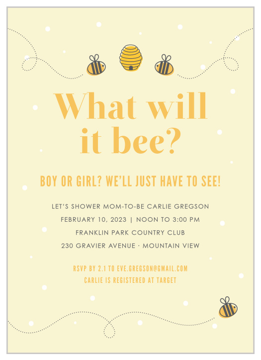 The What Will It Bee Baby Shower is perfect for those wanting a bee themed gender reveal baby shower!