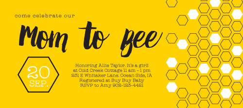 Mother To Bee Baby Shower Invitations Match Your Color Style Free