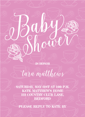 Tea Party Baby Shower Invitations Match Your Color Style Free