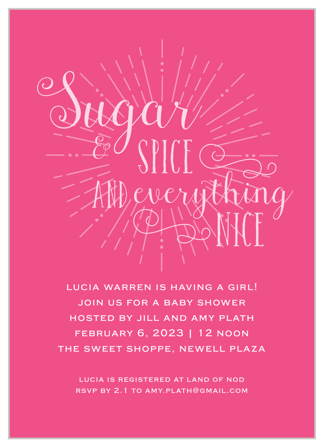 sugar and spice baby shower invitations