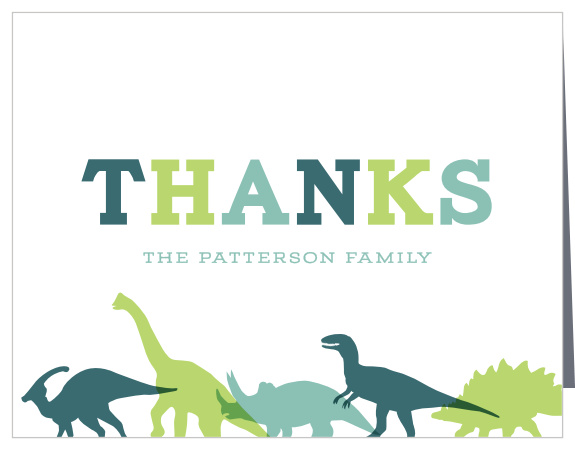Let your close friends and family know how much you appreciated their support on your special day with our Little Dinosaur Baby Shower Thank You Cards.