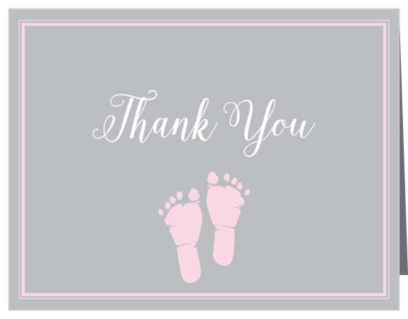 There is nothing cuter than ten, tiny toes! The Little Girl's Footprints Baby Shower Thank You Card is a great way to express your gratitude to family and friends! Customize the fonts, text and colors of this design. 