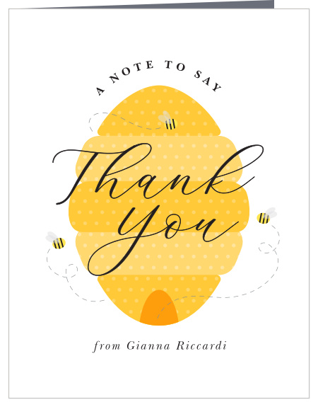 With an adorable honeycomb design, The Mom To Beehive Baby Shower Thank You Card will sure be a hit amongst your friends and loved ones! Customize the fonts, text and colors of this design! 