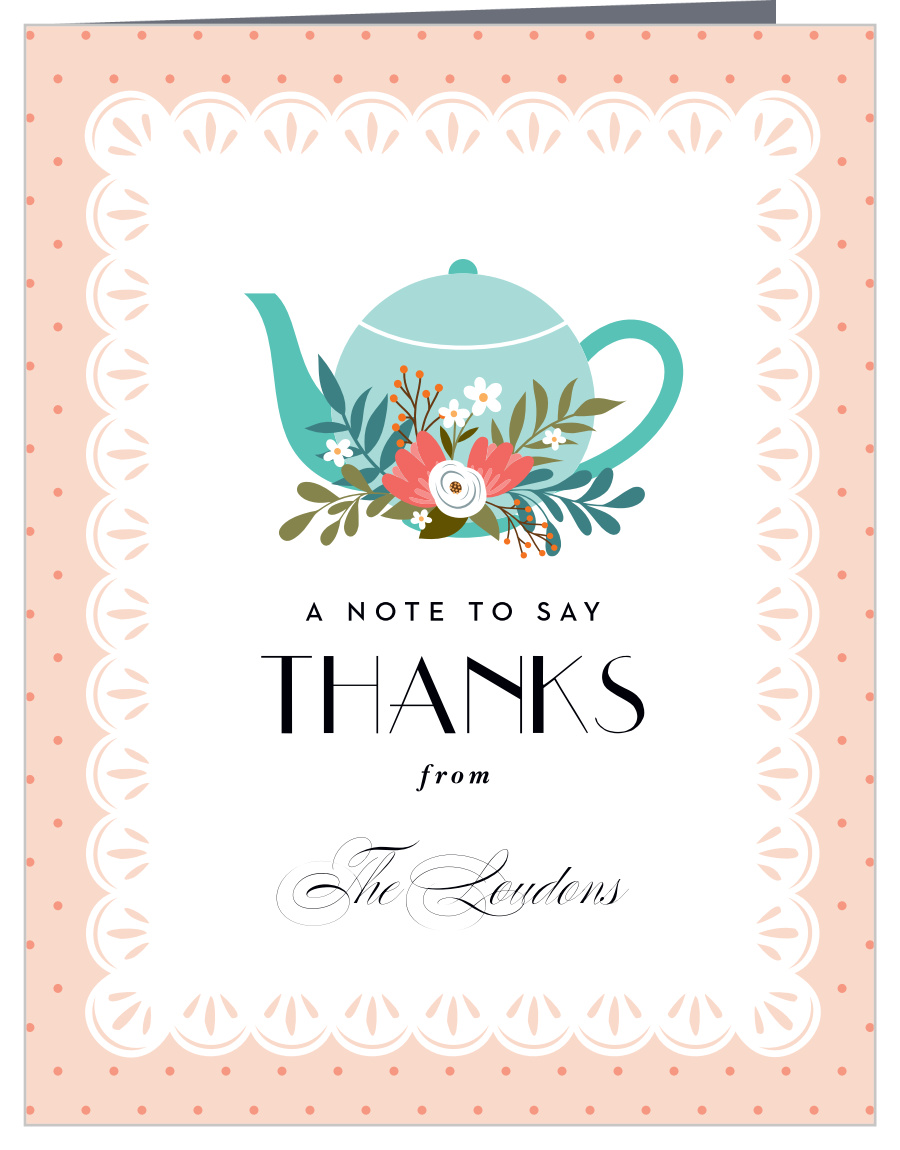Strawberry Pink Vintage Tea Personalized Party Thank You Cards 