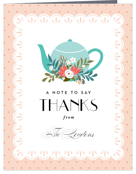 Send a message of gratitude to your loved ones who came to celebrate with our Tea Party Baby Shower Thank You Cards.