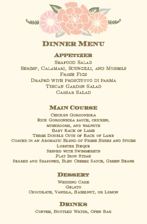 wedding menus design your menu instantly online basic invite
