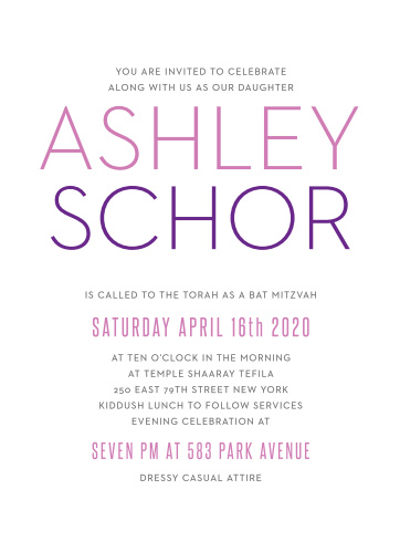 Bat Mitzvah Invitations Match Your Colors Style Free Basic Invite
