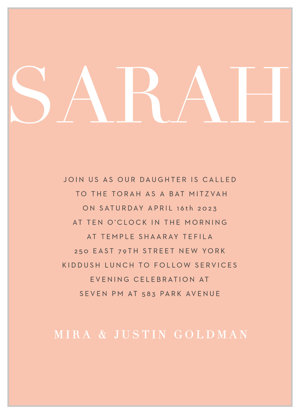 Formal Type Bat Mitzvah Invitations from Basic Invite