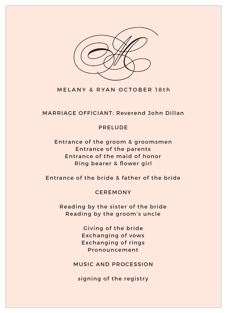 Charmed Monogram Wedding Program