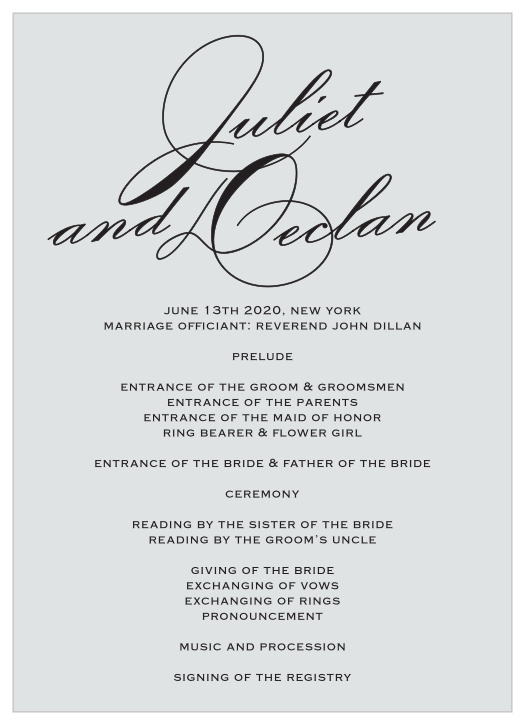 secular wedding program template