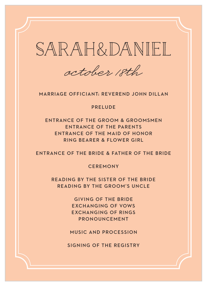 Type Frame Wedding Program