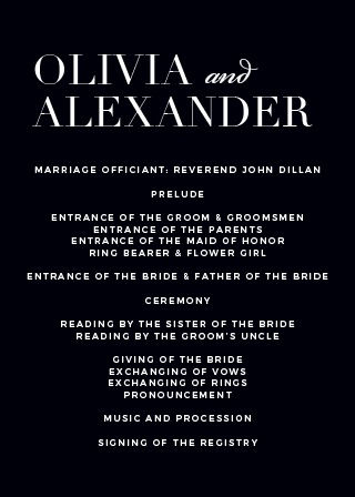 two sided wedding programs match your color style free