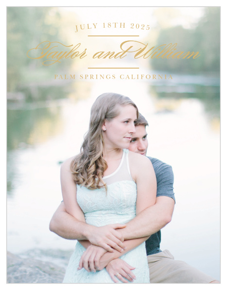 What better way to delight your guests then a photo of you and your significant other at the center of your save-the-date? Your beautiful photo paired with the clean font will keep things simple yet significant. 