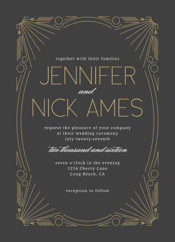 Art Deco Wedding Invitations Match Your Color Style Free