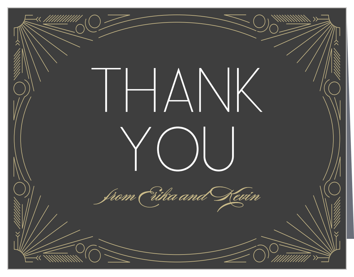 Framed Art Deco Foil Wedding Thank You Cards by Basic Invite