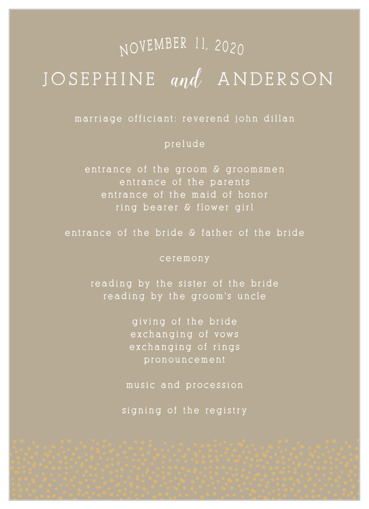 Confetti Dots Foil Wedding Programs By Basic Invite