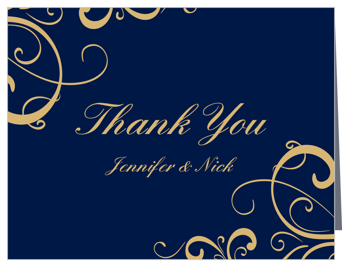 Simple Swirls Foil Wedding Thank You Cards by Basic Invite