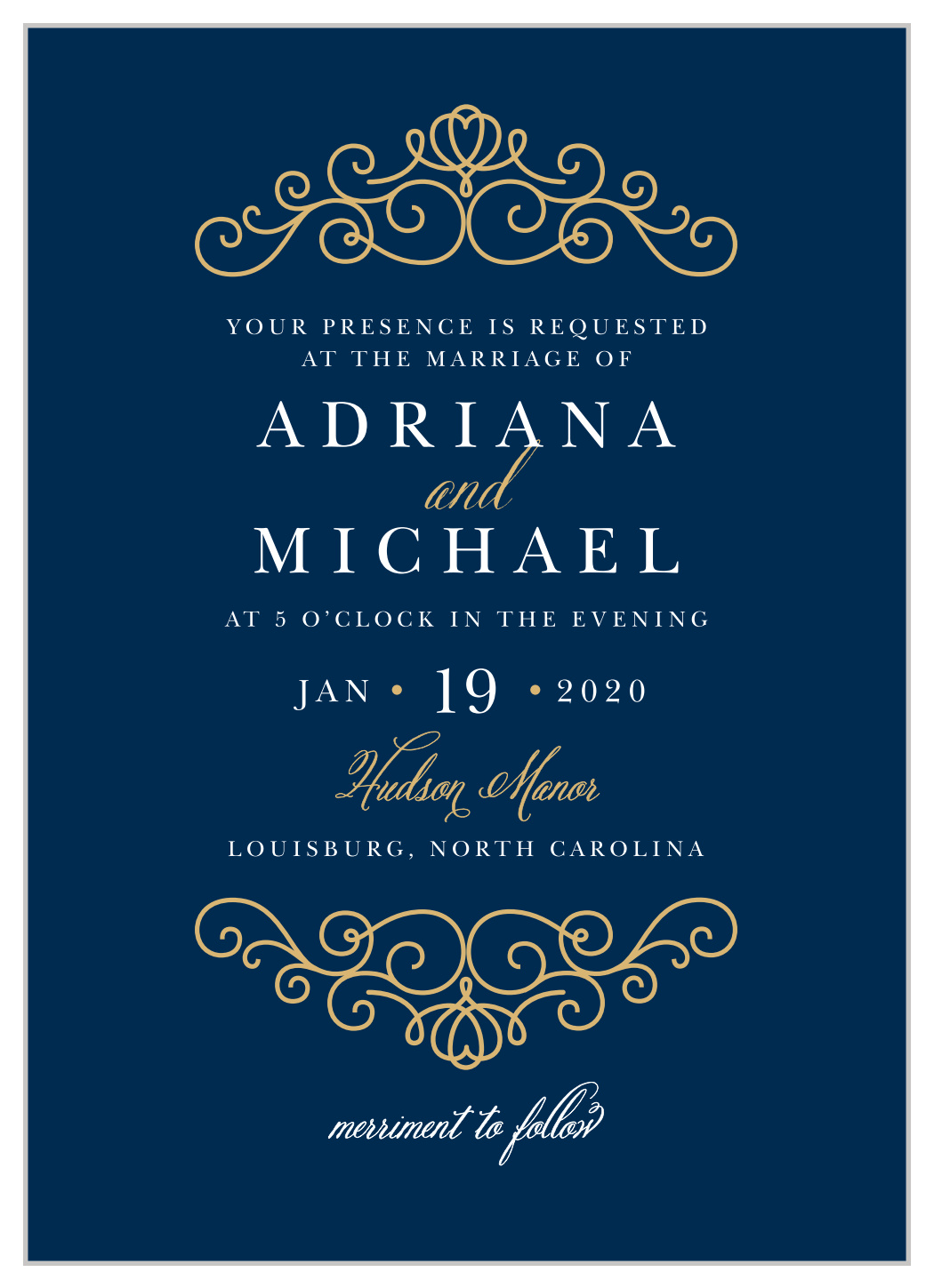 Royal Scrolls Foil Wedding Invitation