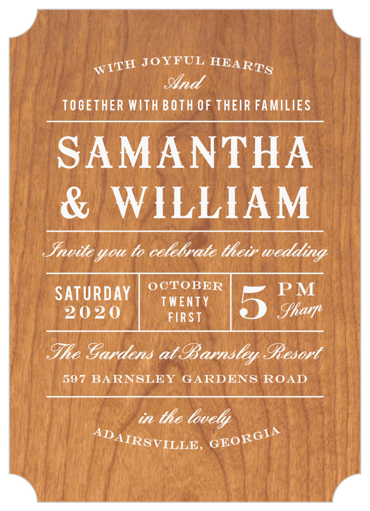 Country Bash Wood Wedding Invitation