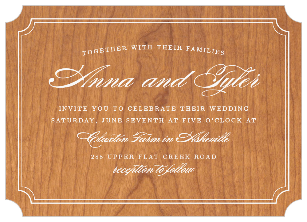 Simple Frame Wood Wedding Invitations