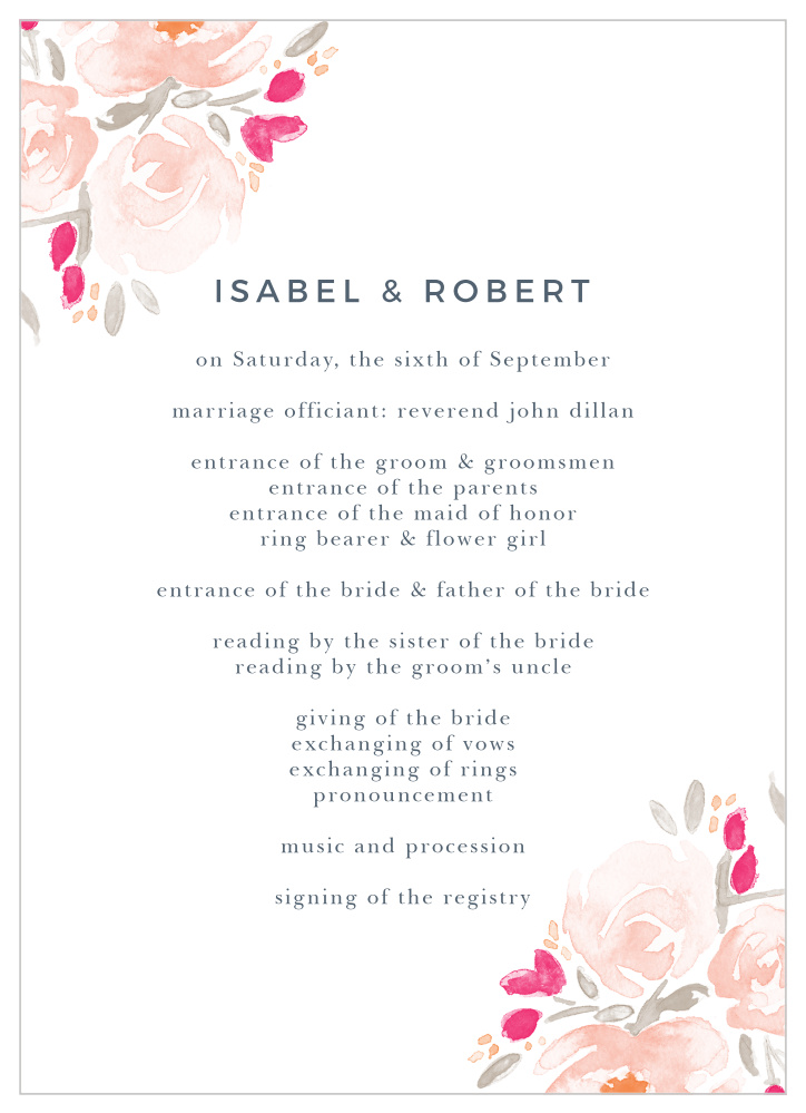 Watercolor Bouquet Wedding Programs By Basic Invite