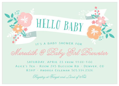 Give baby a warm welcome with our Botanical Hello Baby Shower Invitations!