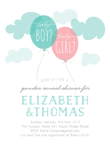 Cloud Baby Shower Invitations Match Your Color Style Free